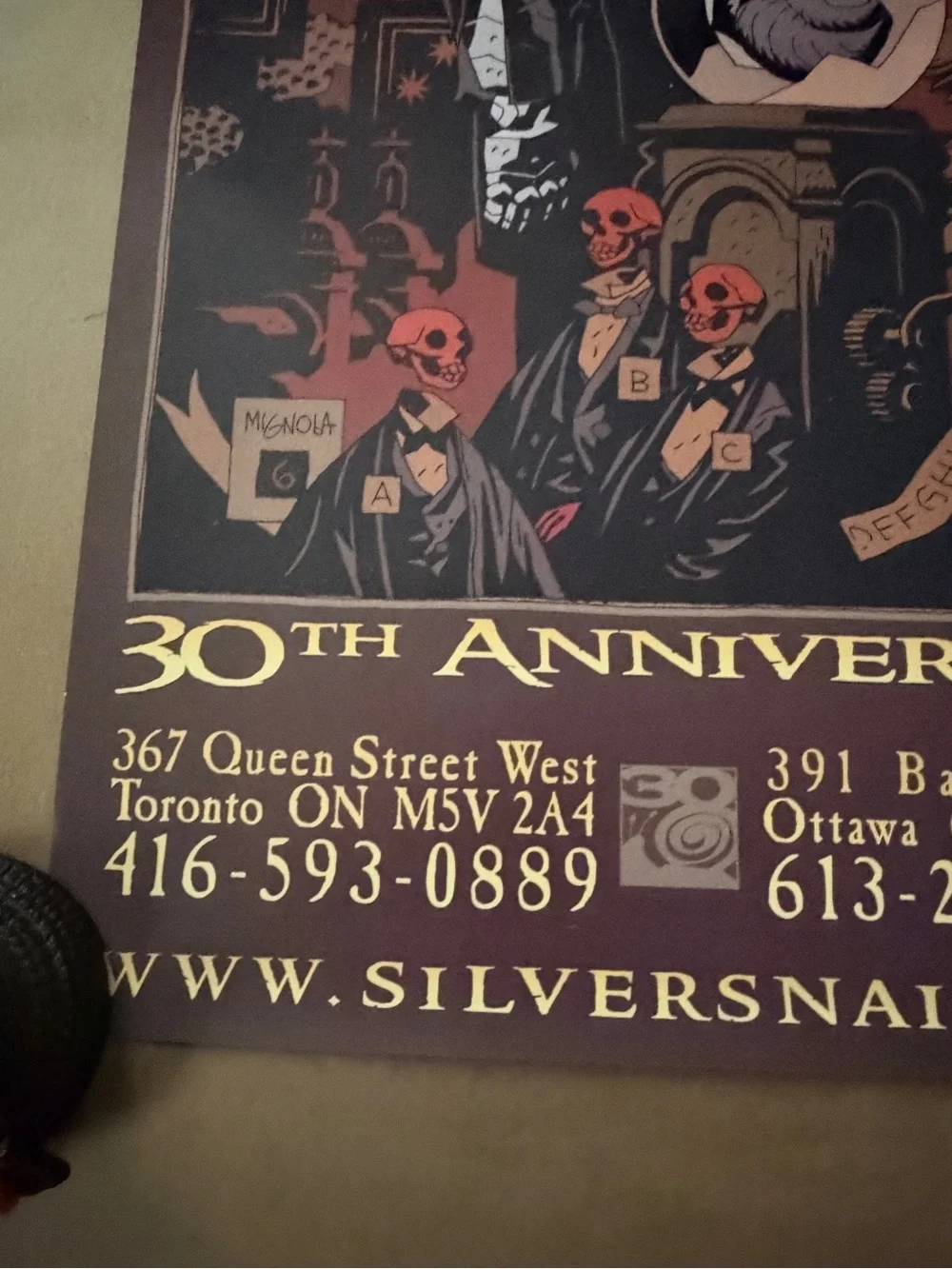 Rare MIKE MIGNOLA SILVER SNAIL PRINT POSTER 13.5” x 26.5” w Spot Varnish